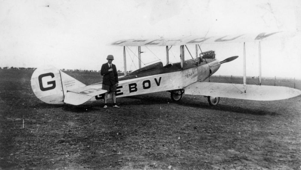 Originally conceived to take part in the Lympne light aircraft trials of 1926, the Avro Avian is perhaps best known as Amelia Earhart's aircraft of choice. She flew a 594 Avian III in her historic transatlantic flight in 1928. It entered the history books again in that year when Wop May flew medicine to the Canadian prairies following an outbreak of Diphtheria. The flight was dubbed "the race against death." Pictured is Bert Hinkler with his prototype Avian, also in 1928.