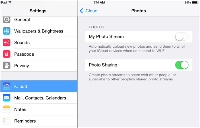 Disable My Photo Stream in iOS