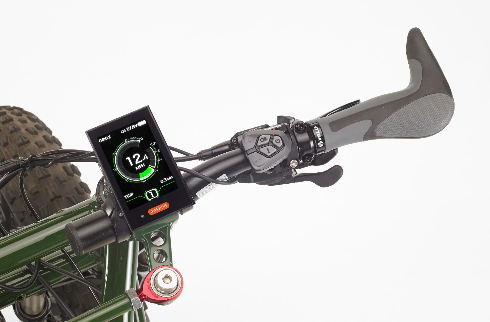 The Rungu Electric Juggernaut MDV has a handlebar-mounted LCD display