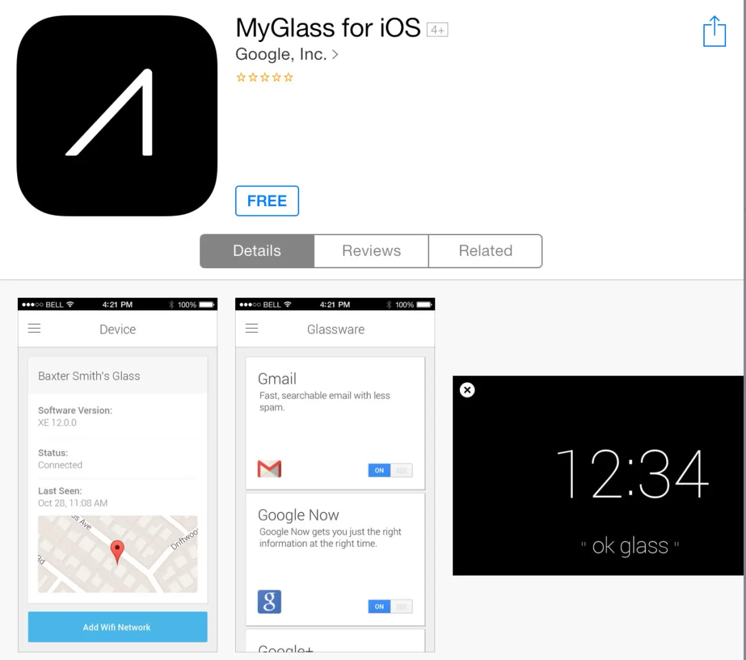 The MyGlass companion app is now available in the iOS App Store