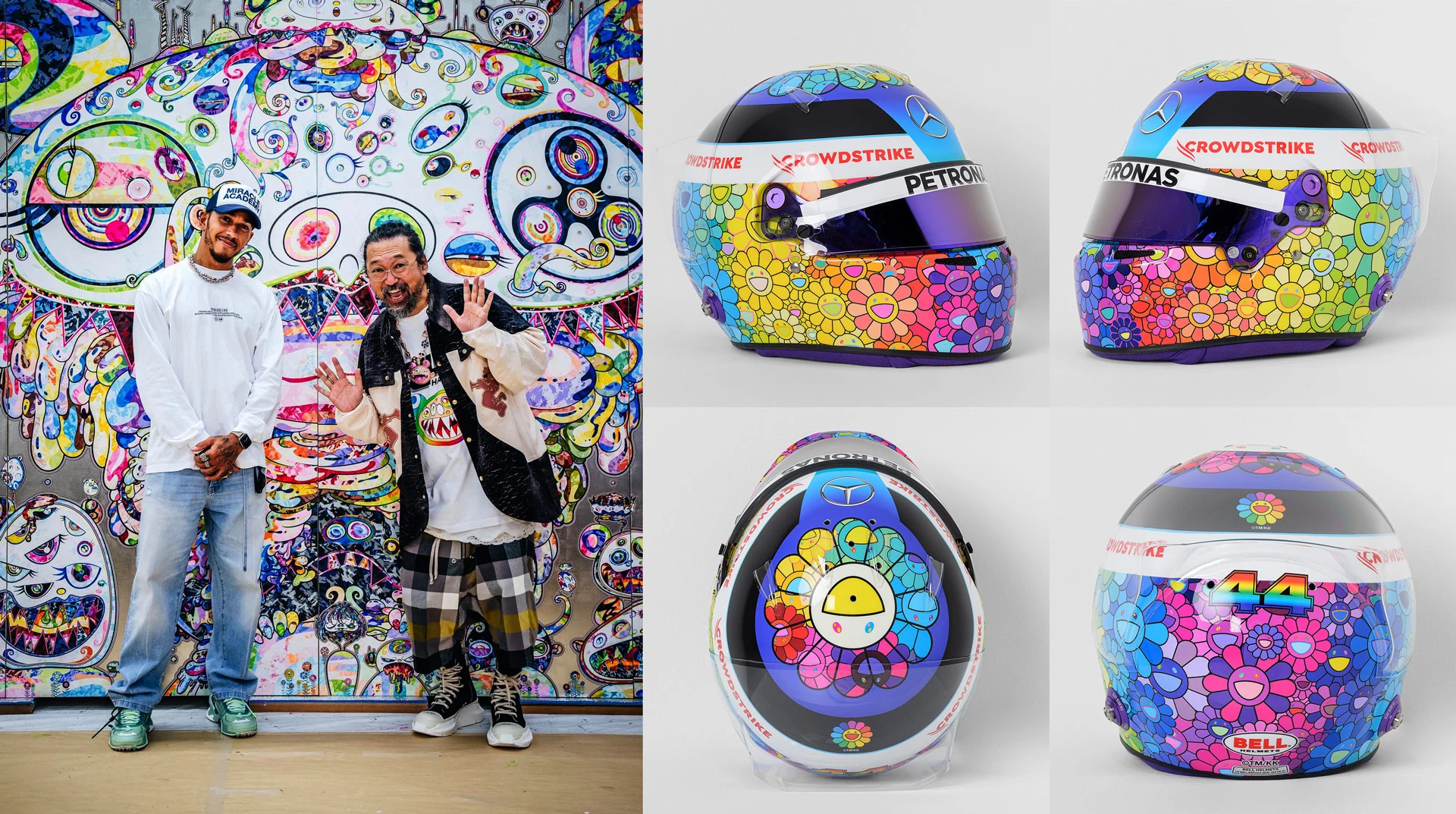 A collaboration with Japanese artist Takashi Murakami created the livery for Lewis Hamilton 2022 Japanese GP helmet - now the world's most expensive motorsport helmet
