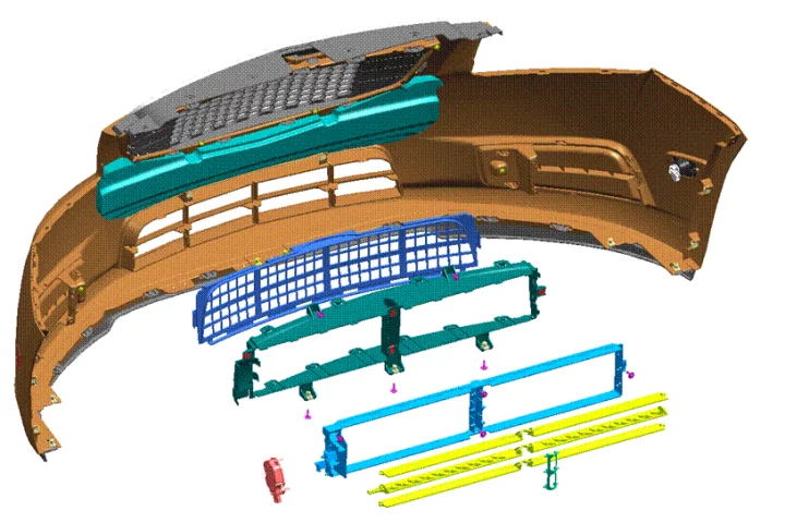 An exploded view of the Chevrolet Cruze's air shutter system