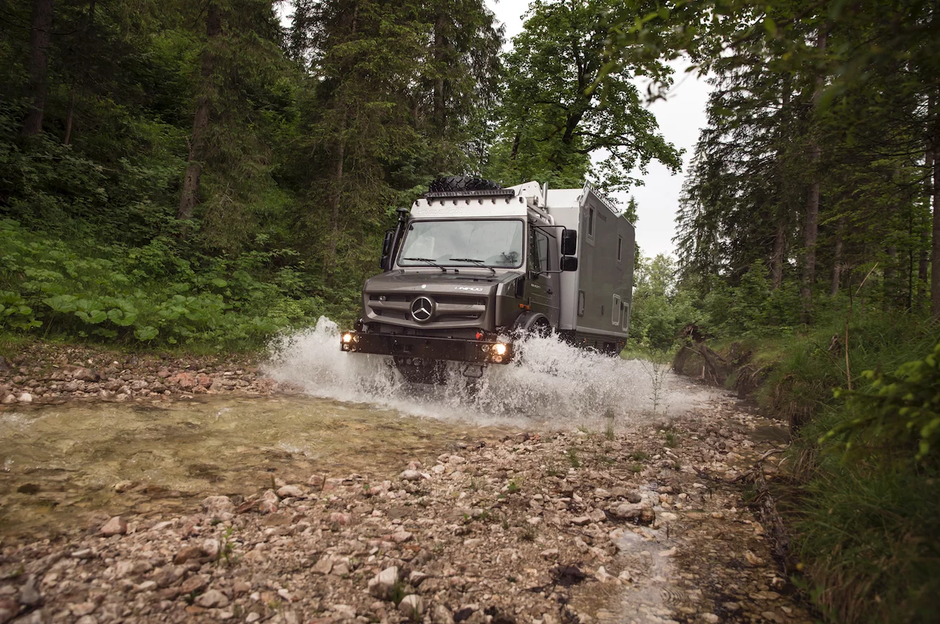 The Bimobil EX 435 puts its water-crossing capabilities to work