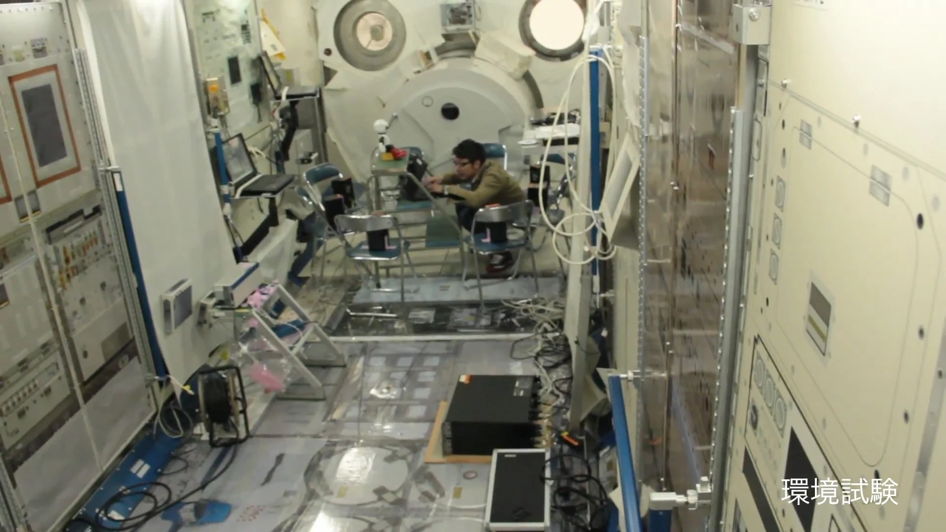 Kibo is tested in a mock-up of the International Space Station