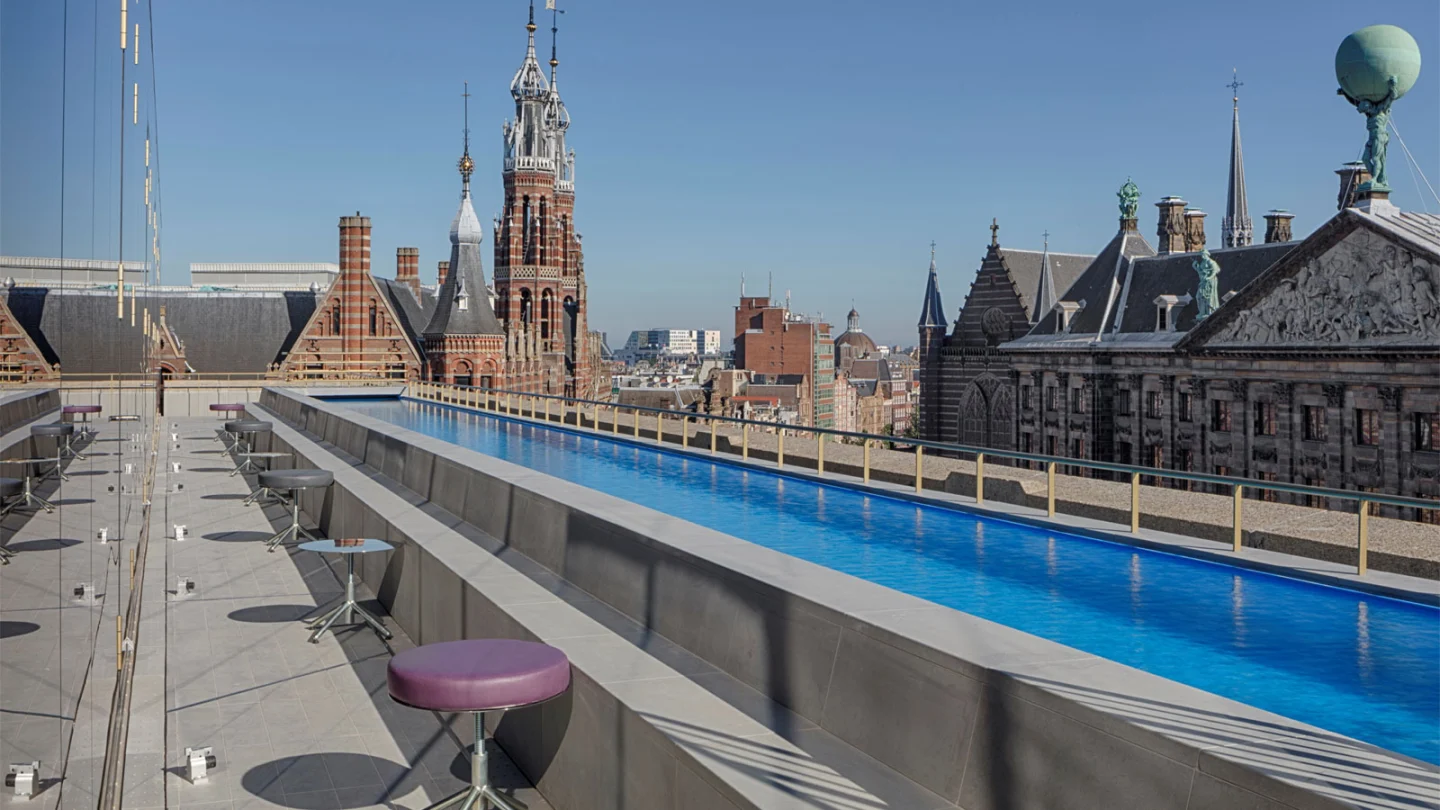 W Amsterdam has a 22-m rooftop (72-ft) pool