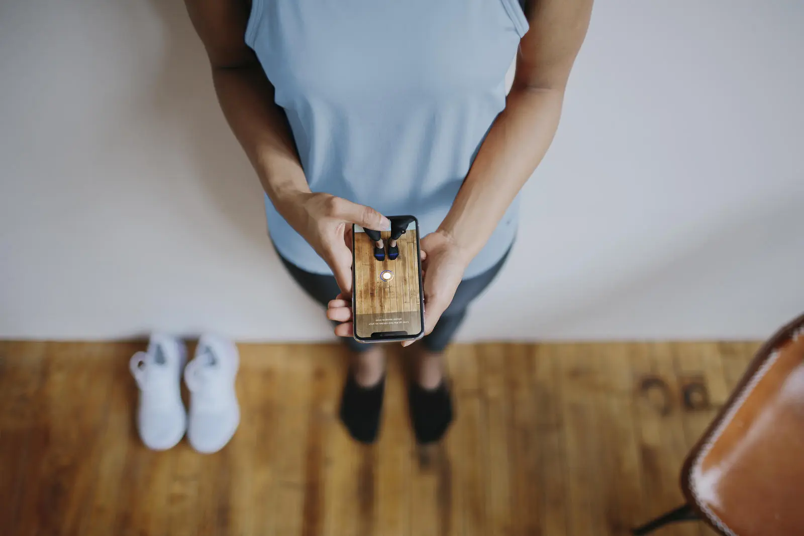 Nike Fit users are required to stand against a wall while wearing their socks