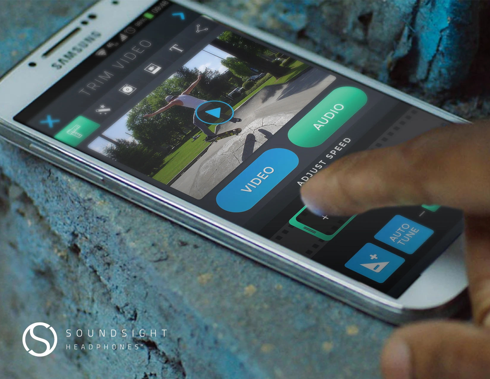 The companion app can be used to edit, trim and apply effects to footage