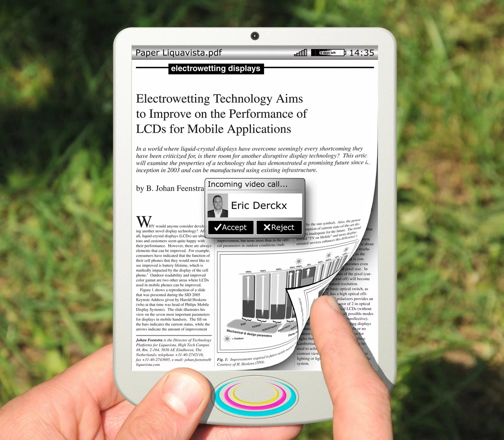Liquavista's electrowetting display in use on an eReader