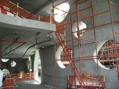 The concrete shell of Dubai's innovative O-14 office tower