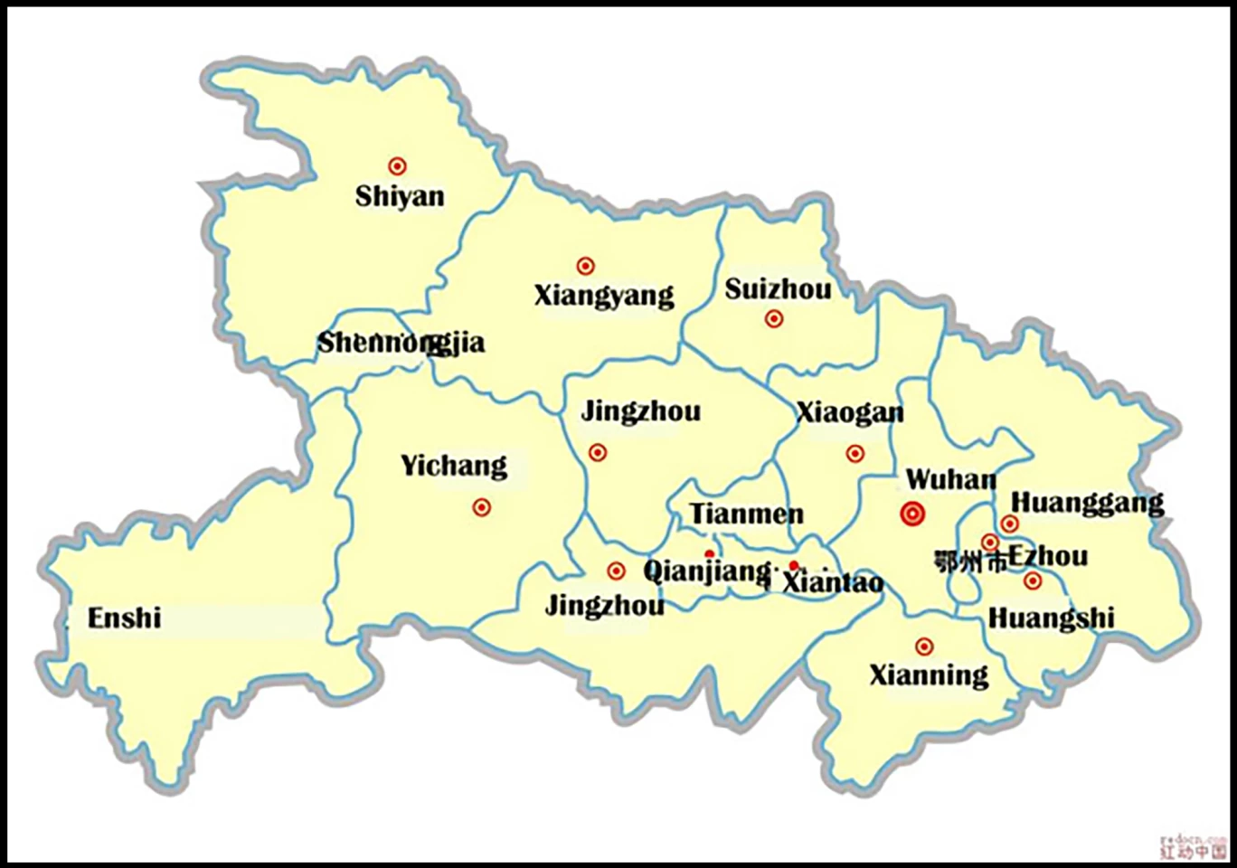Hubei Province. Wuhan, the capital city, is located in east-central China, and Shiyan is situated in the northwest.