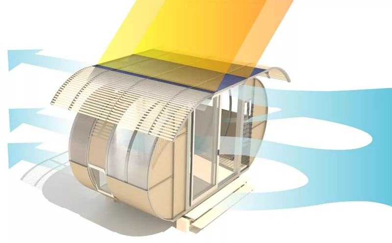 The House Arc features a roof designed to support solar energy-generation