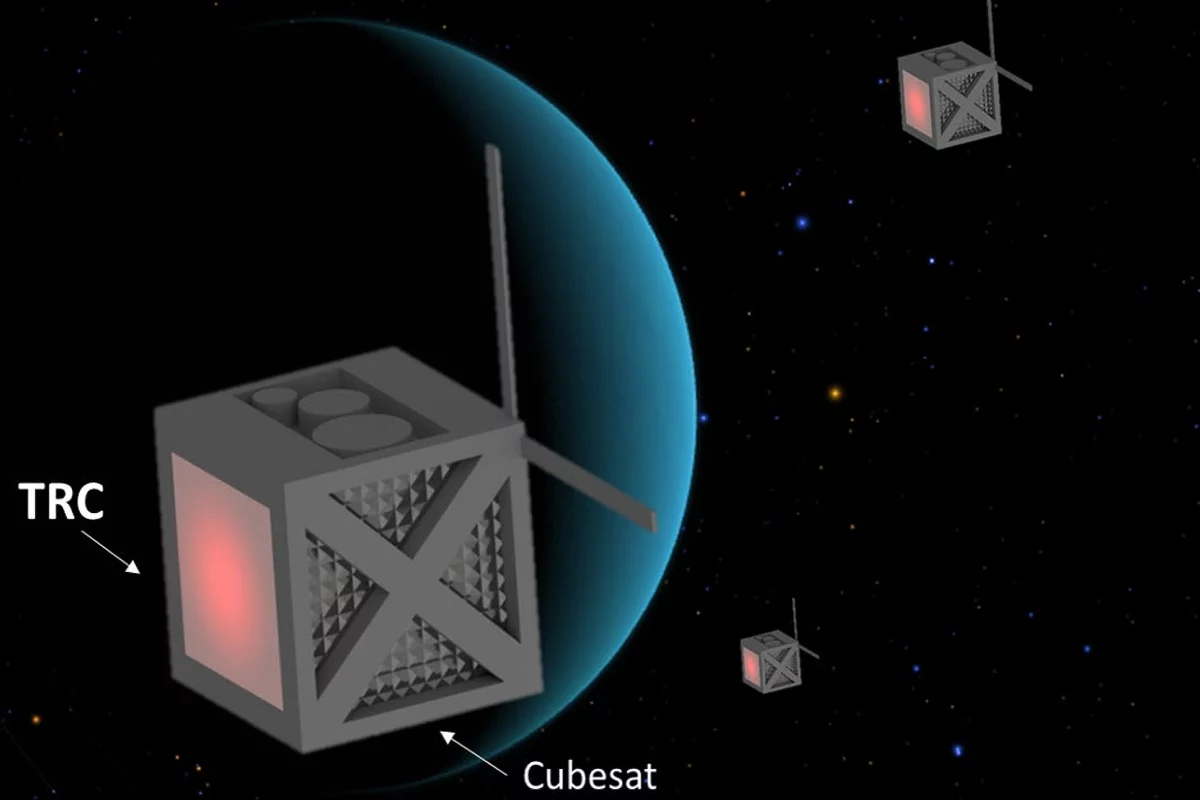 Artist's concept of future nuclear-powered CubeSats