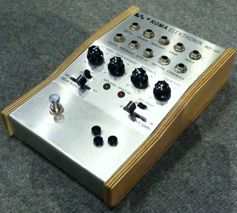 The KOMA BD101 with 10-socket patch bay, rotary and slider controls and touch-free infrared expression and function control