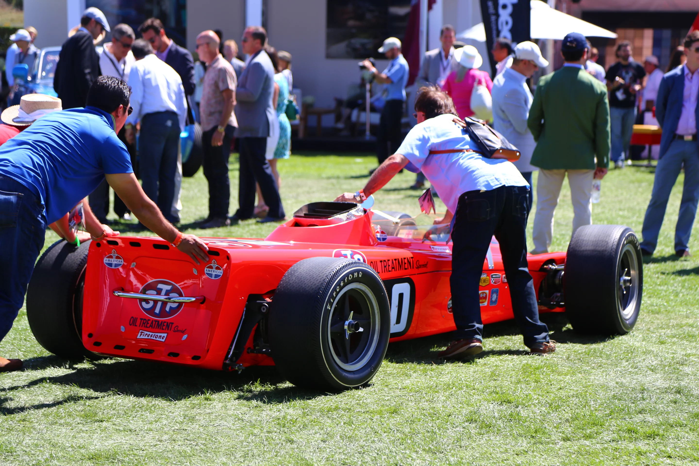 One of the more interesting engineering exercises at Quail, the all-wheel-drive 1968 STP Lotus Turbine driven by Graham Hill in the 1968 Indy 500 (Photo: Angus MacKenzie/Gizmag.com)