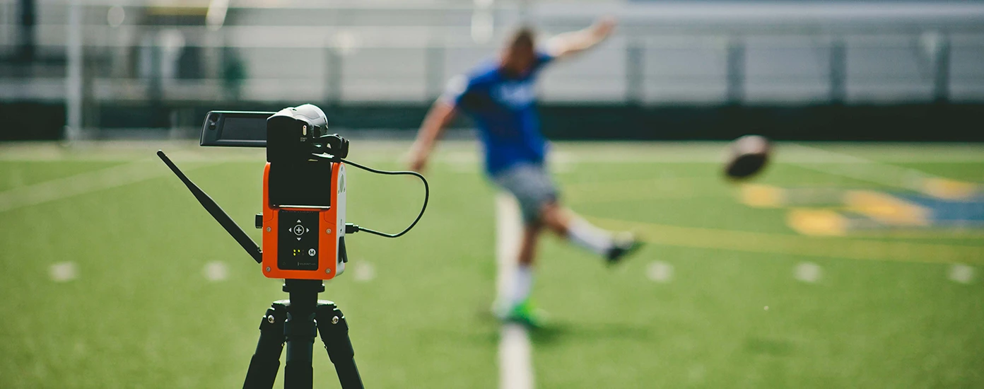The SoloShot2 pans and tilts the user's camera, to follow them while they're in action