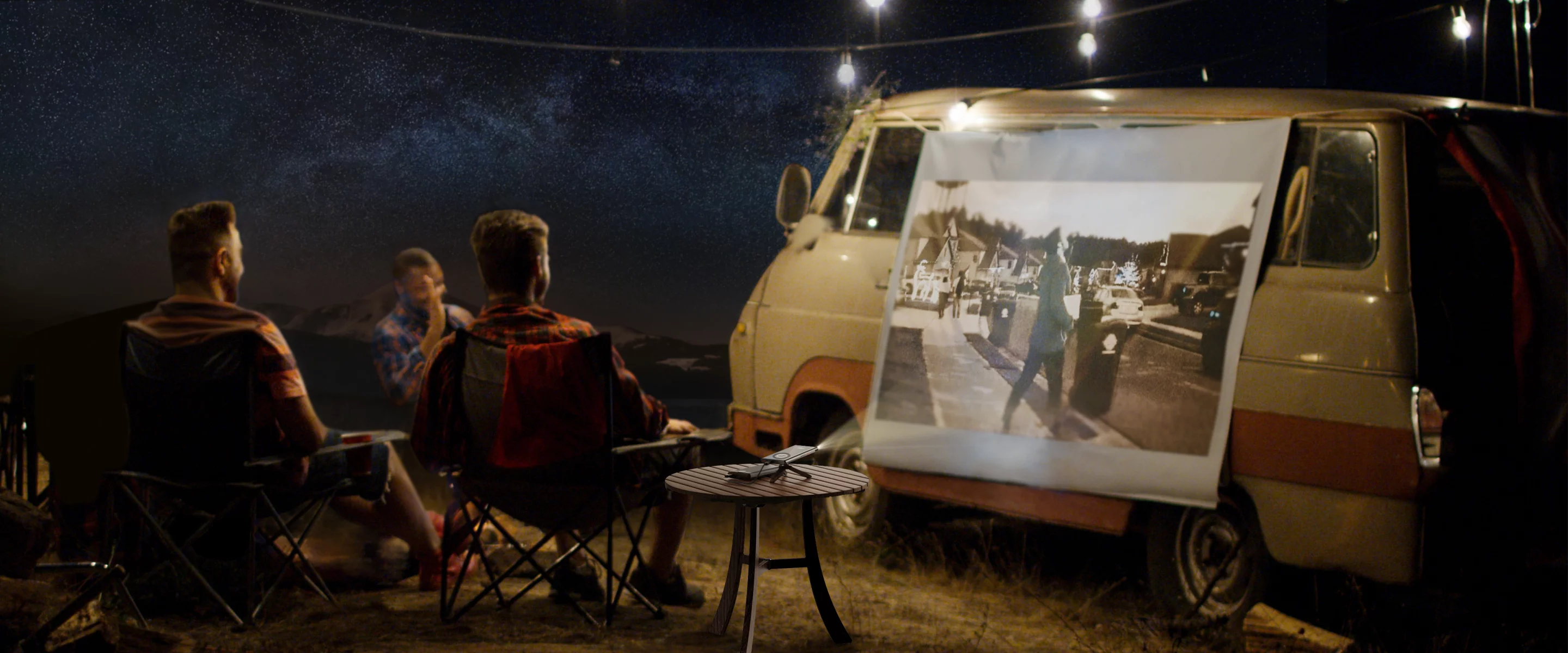 The Pico T1 is powered by a pocket battery bank, outputs 960x540-resolution images at 110 lumens and rocks a built-in speaker