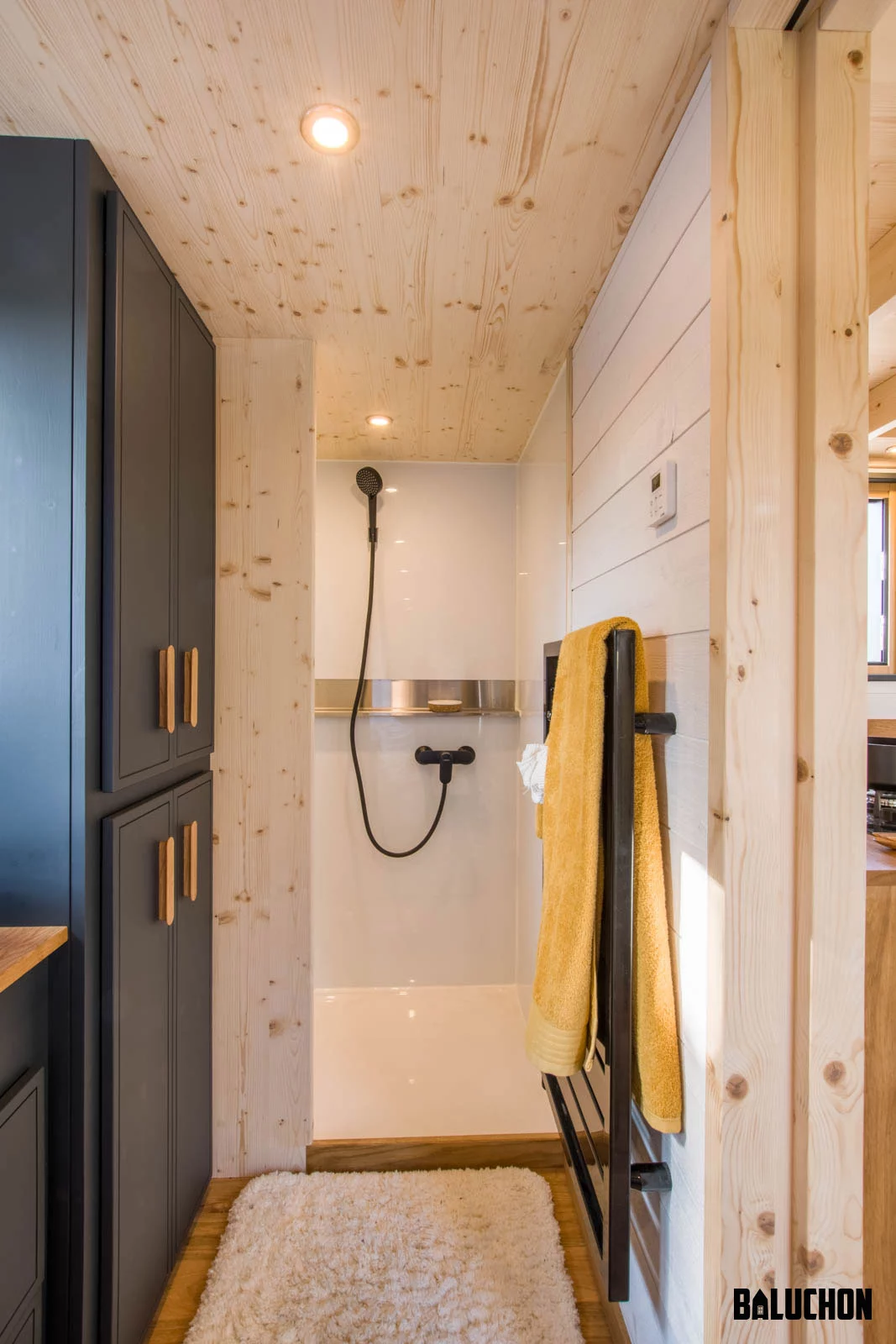 The Gaïa Tiny House's bathroom has lots of storage space