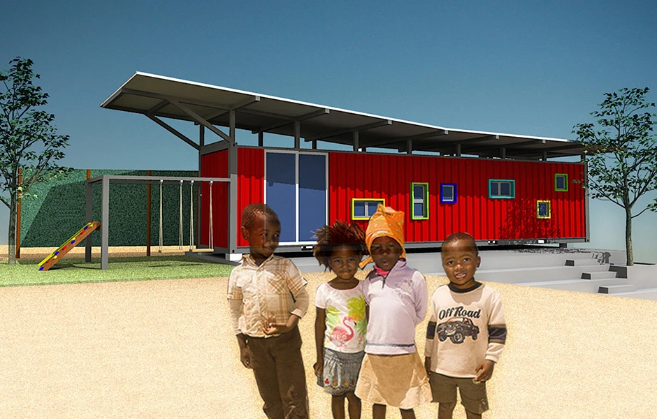 Tsai Design Studio's Safmarine Container Project has seen a shipping container put to use as a classroom at a South African school