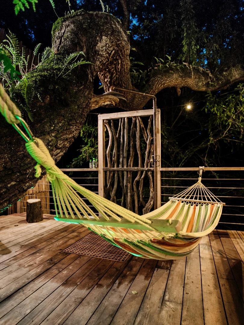 The Woodsman's Treehouse includes a hammock