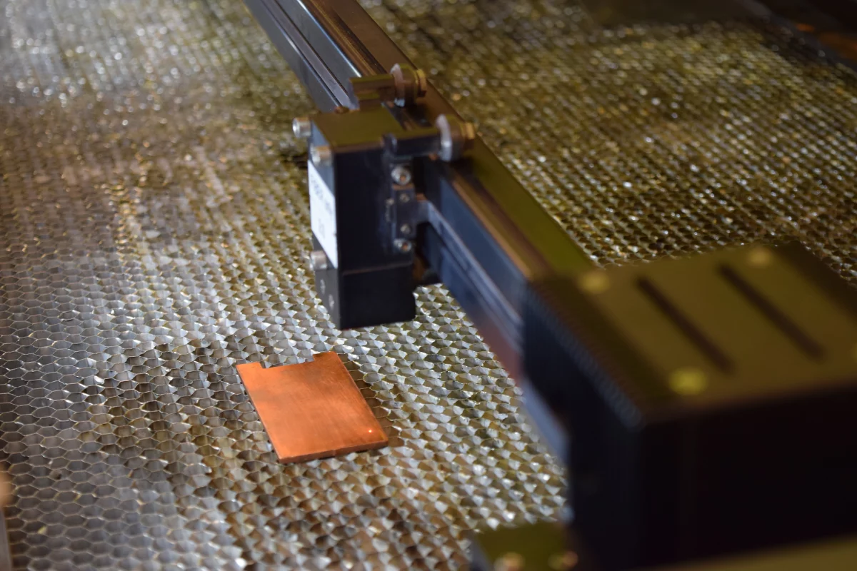 A laser is used to treat a copper sample