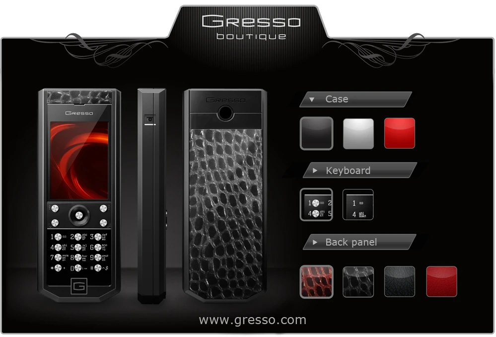 The Gresso online "boutique" offers up to 40 customizable combinations