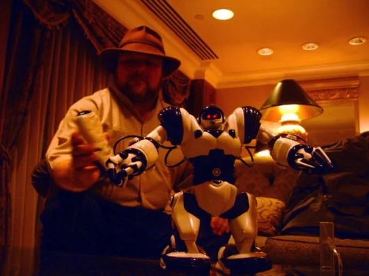 Mark and one of his creations - Robosapien II