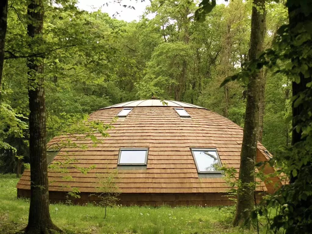 The aliens have landed: a Domespace home's wooden construction blends with its surroundings