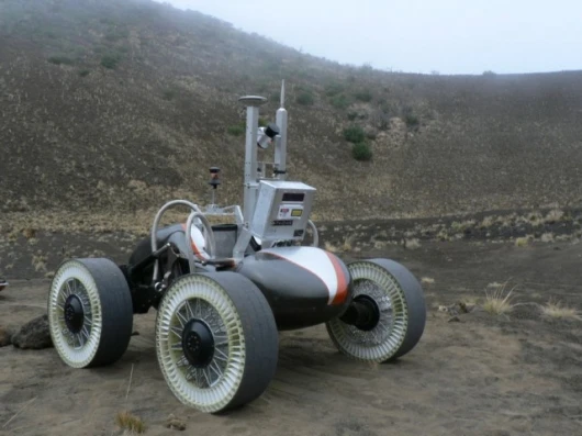 The Michelin Lunar Wheel during testing in Hawaii