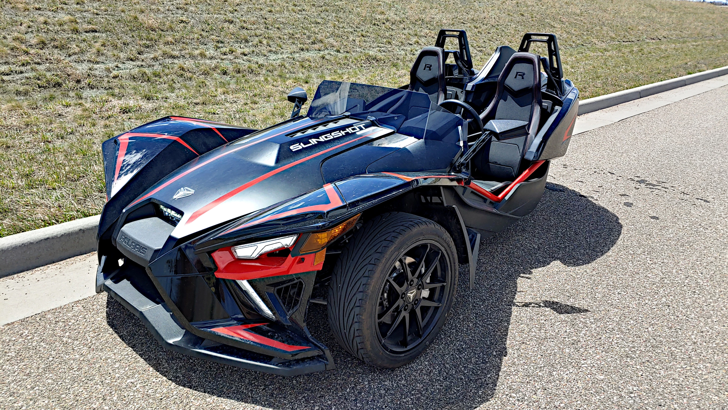 The "tadpole" configuration of the Polaris Slingshot imparts a lot of on-road stability to the machine