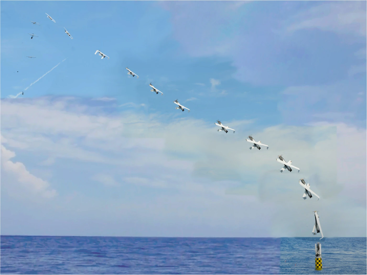 Sequence photo of the launch of the XFC (Photo: NAVSEA-AUTEC)