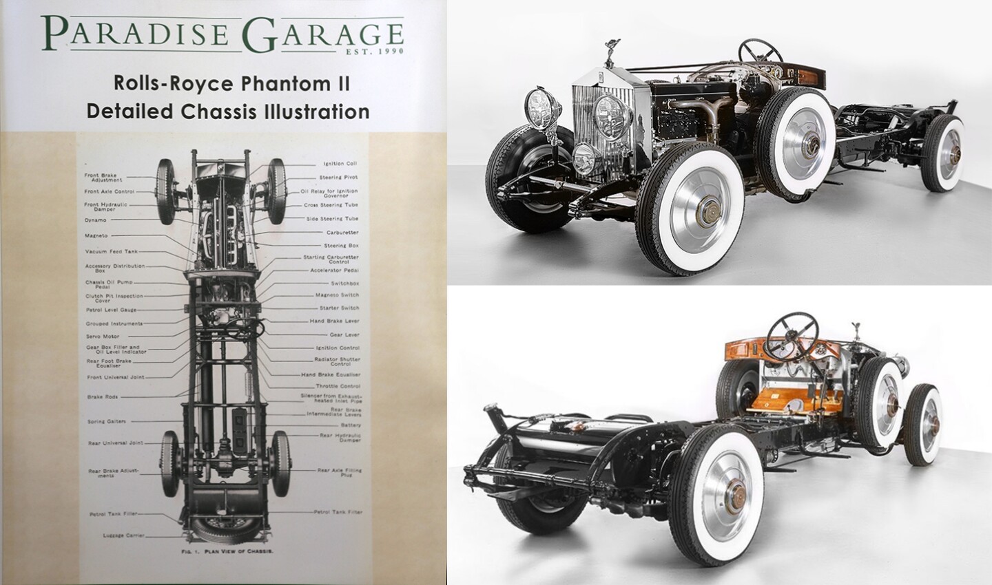 This Rolls-Royce Phantom II rolling chassis left the Rolls-Royce factory in late 1930, and delivered to the Paris-based coach builder Hibbard & Darrin where it was clothed in an aluminum body. No pictures of the original body have survived, so rather than produce a body that wasn't entirely authentic, it was decided to restore the magnificent Phantom II to the exact state that it left the Rolls-Royce factory in Derby. It stands as the ultimate testimony to the quality of Paradise Garage's restoration work. Matching the quality and diversity of work carried out by Rolls-Royce at its peak is no mean feat.