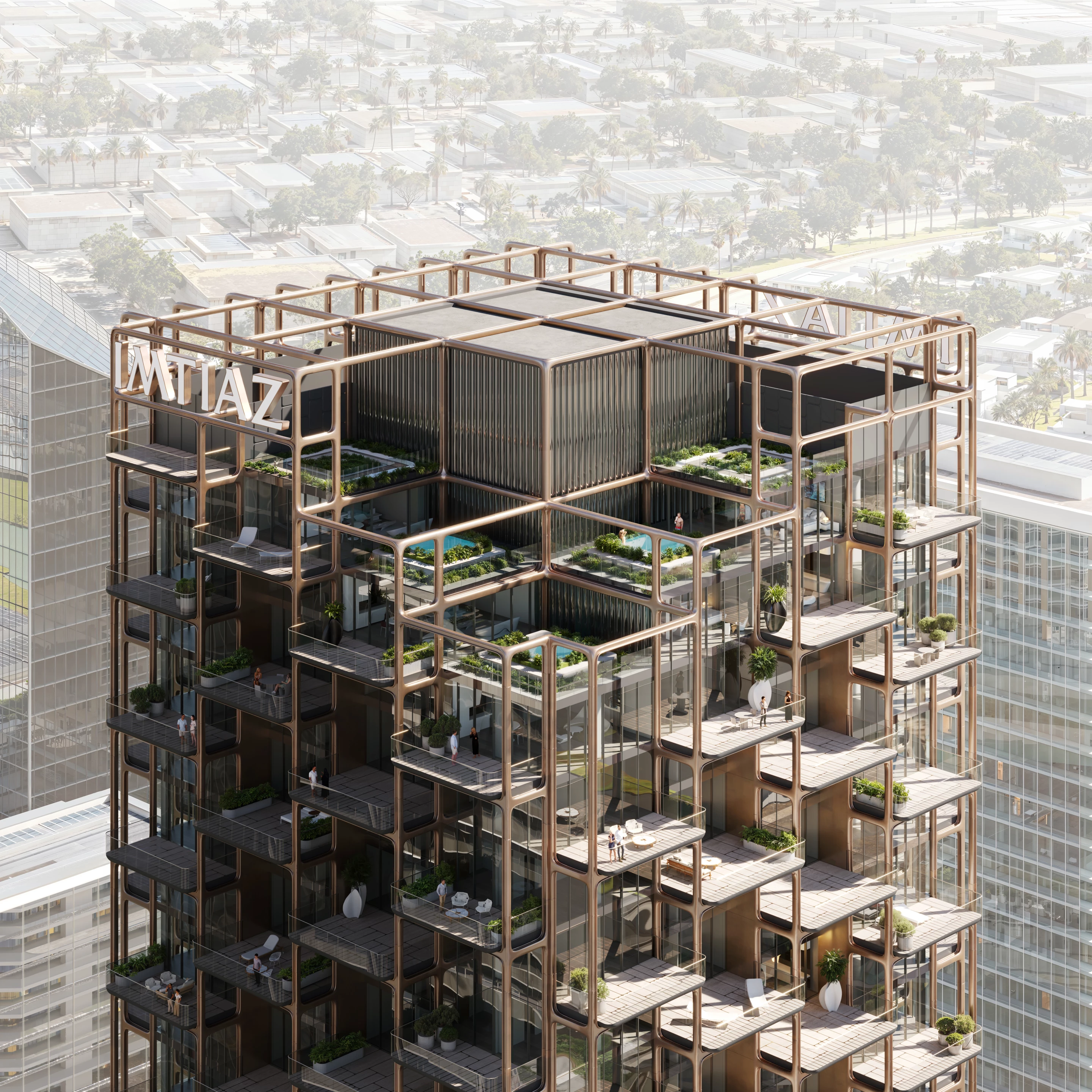 Một số ban công và khu vực sân thượng của Symphony Tower sẽ có cây xanh và hồ bơi riêng