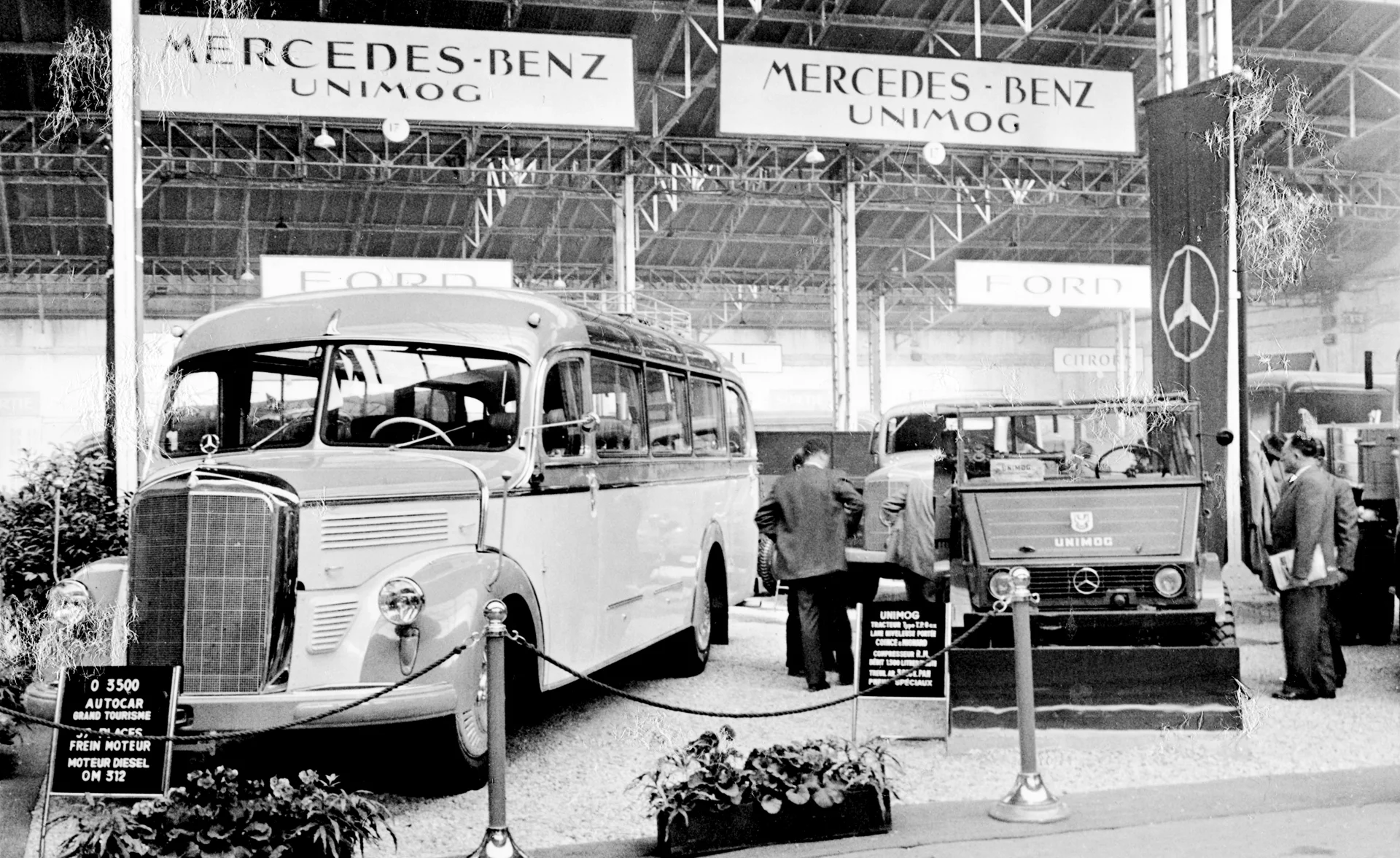 One of the first Mercedes Unimogs, seen at an early fifties auto show