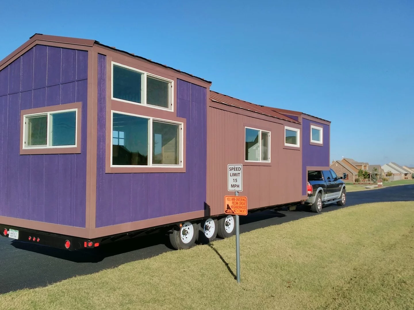 The Purple Monster is based on a triple-axle trailer