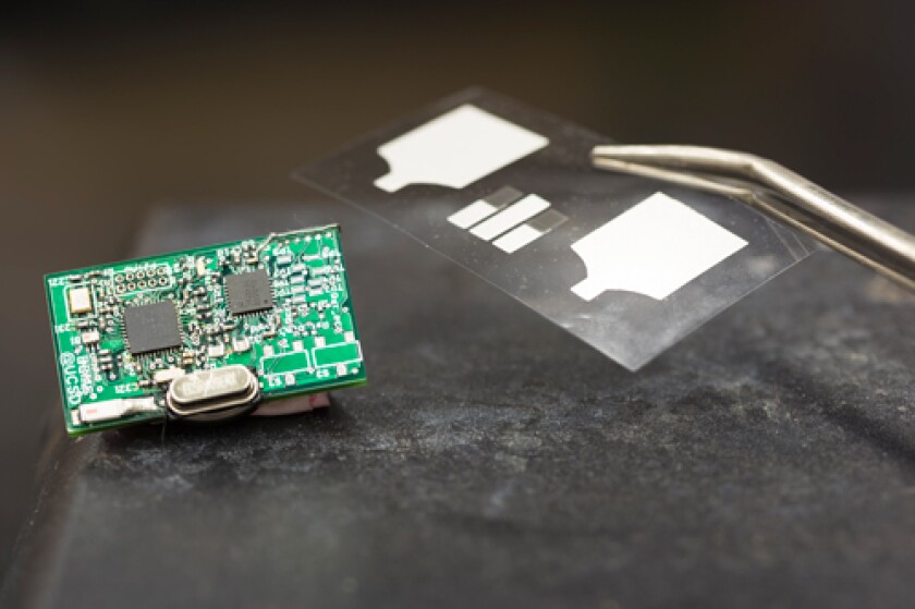 The patch is a suite of electronics on printed polyester