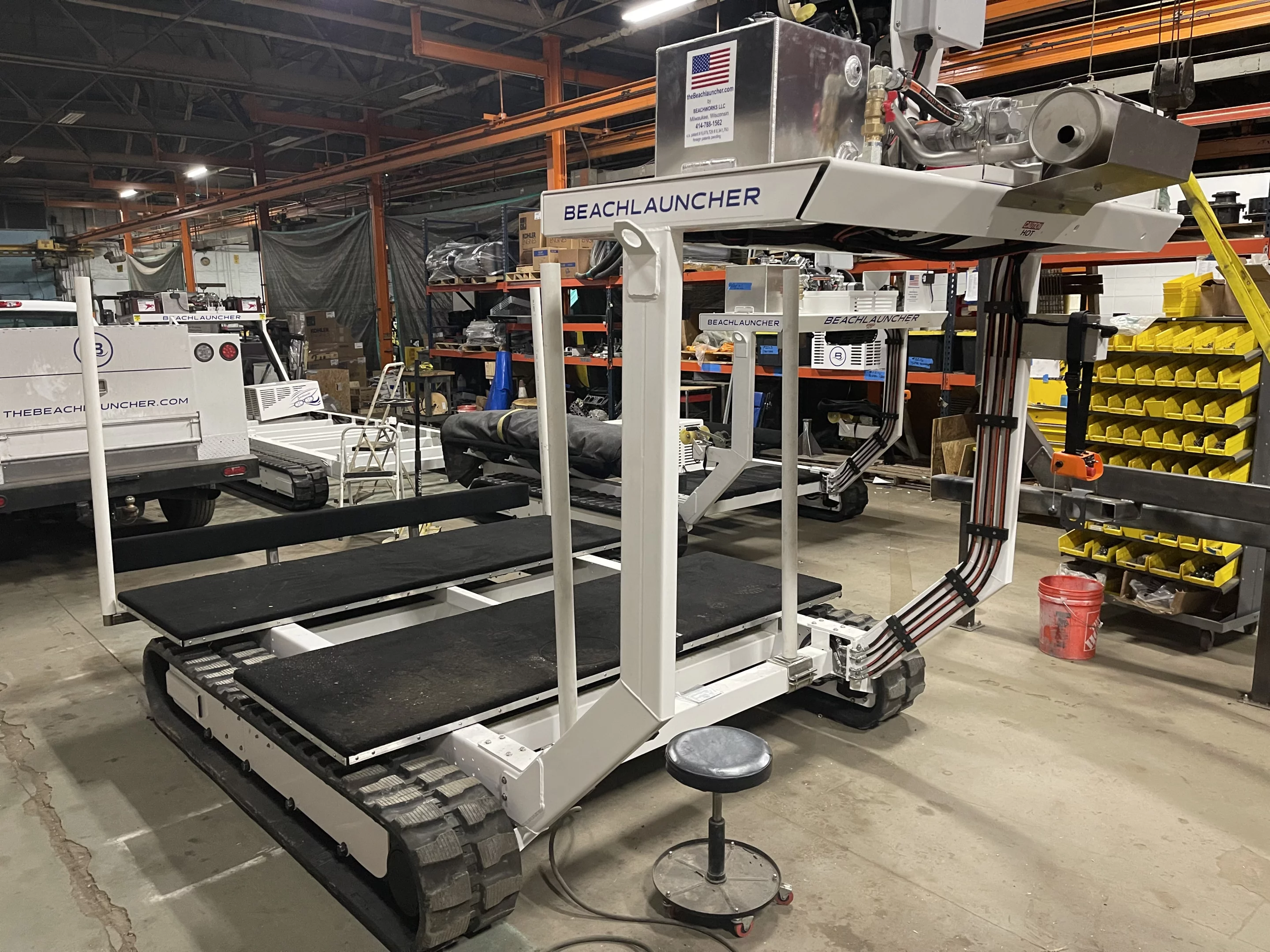 The hydraulic-drive Nemo version of the Beachlauncher is specially equipped with an above-water 38-hp Kohler EFI (electronic fuel injection) gas engine