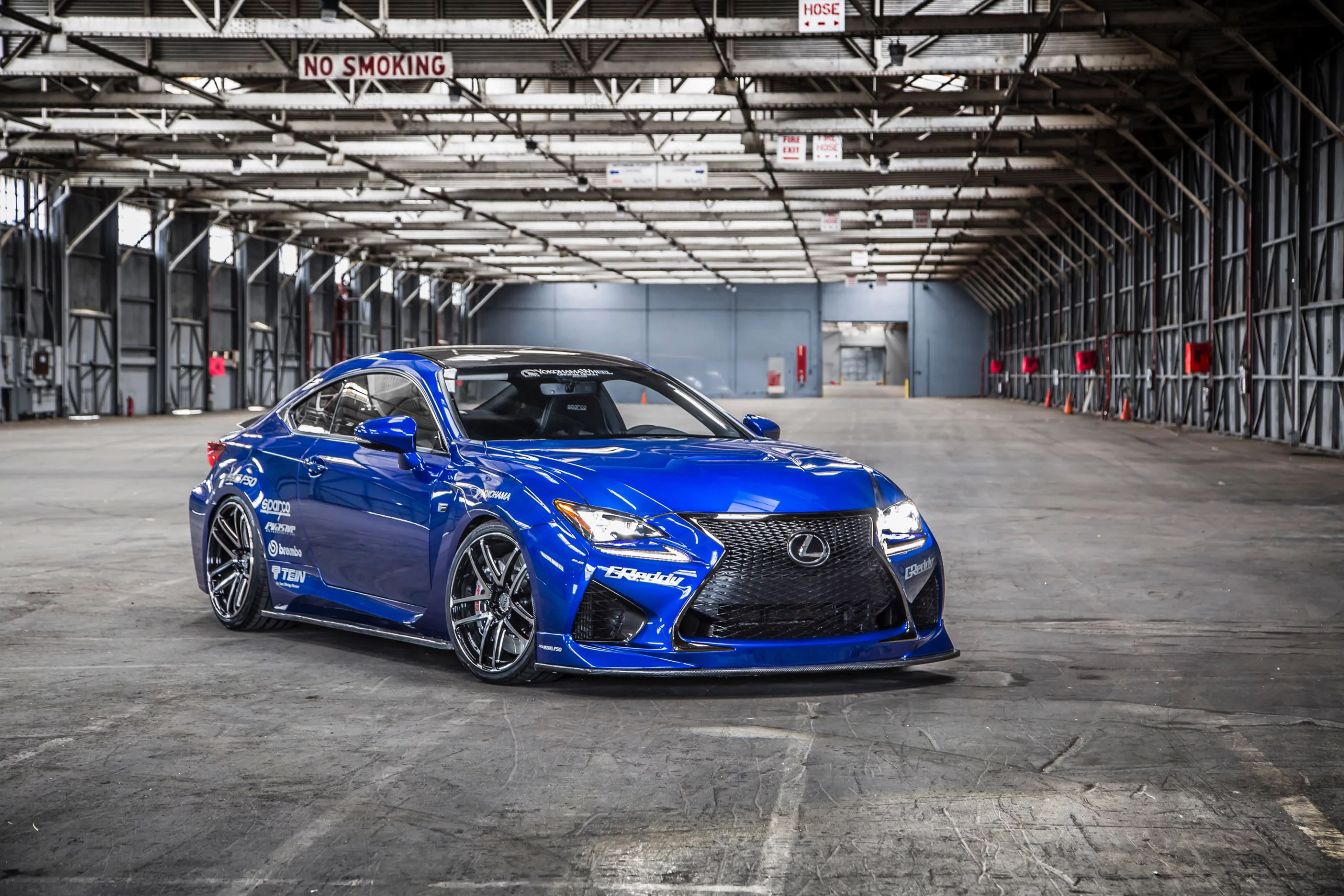 A Brembo braking kit helps keep the RC F's power in check