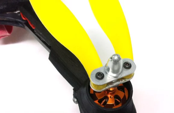 The propellers fold back for transport