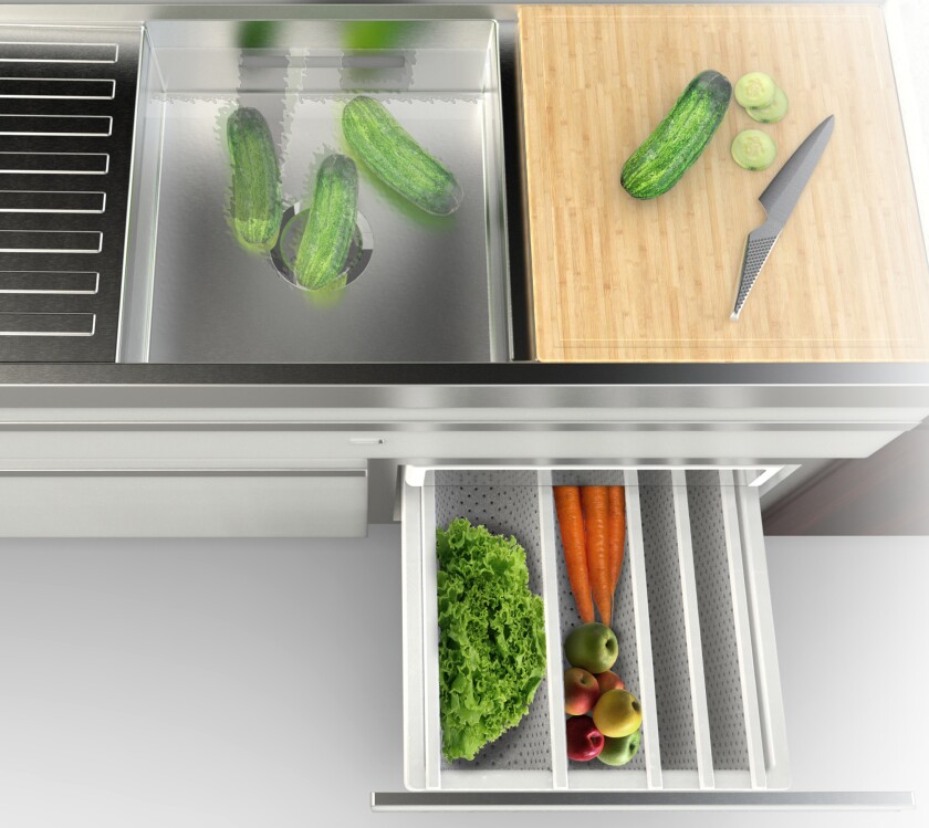 Smart sink and fresh storage drawer