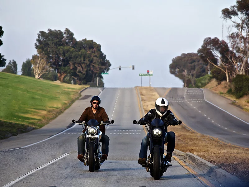 Gard Hollinger and Keanu Reeves ride the KRGT-1