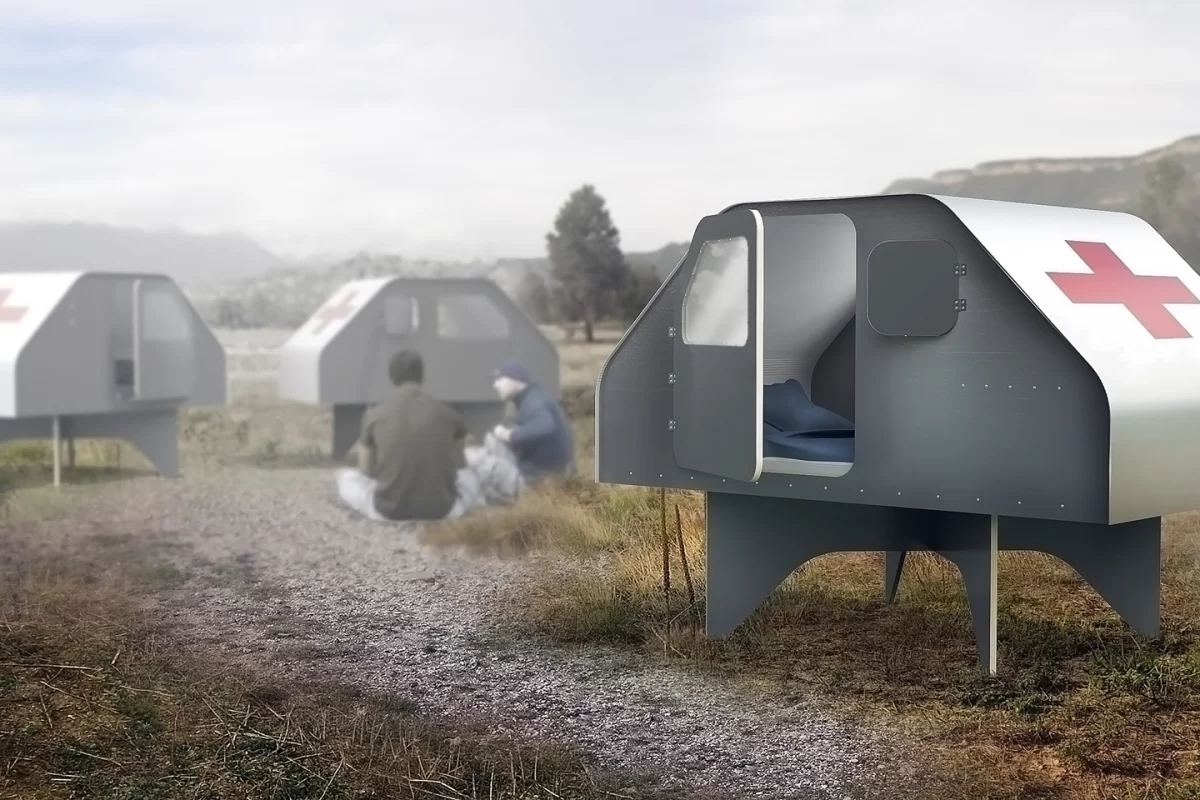 The Duffy Shelter measures 185 x 125 x 142 cm (73 x 49 x 56 in) and can sleep two adults