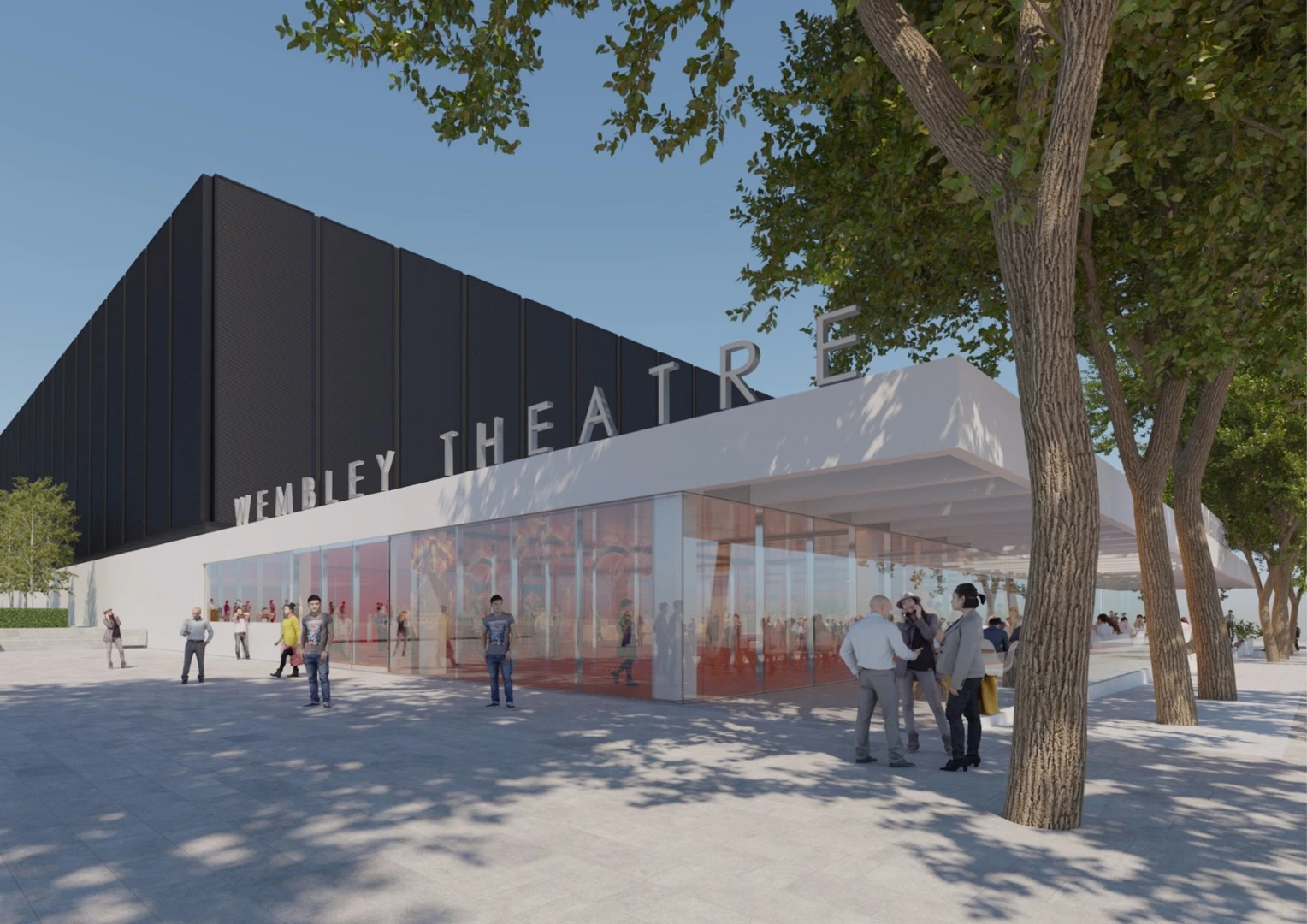 Wembley Theatre comprises a lower 1,760-sq m (18,944-sq ft) front-of-house volume and an upper 4,500-sq m (48,437-sq ft) black box volume that will house its auditorium