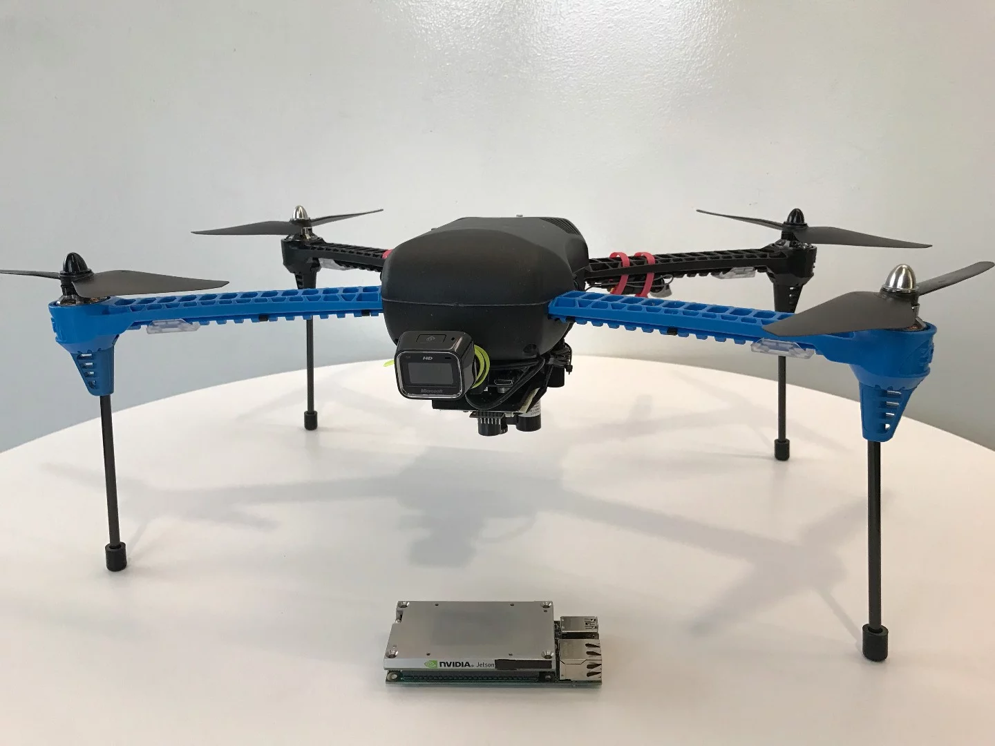The drone has Nvidia's Jetson TX1 machine learning module at its heart, which is fed visual data from two cameras