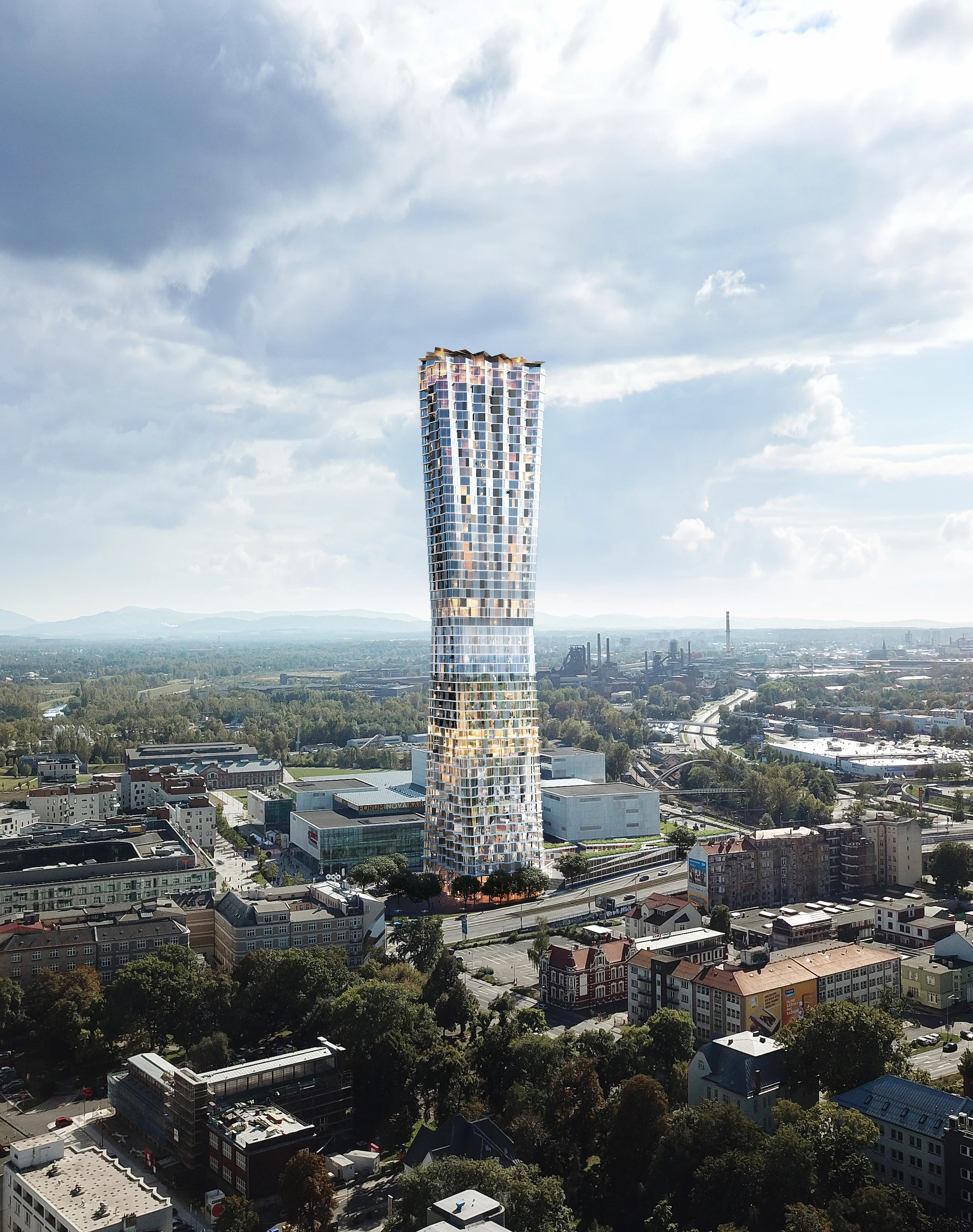 The Ostrava Tower will rise to a maximum height of 235 m (770 ft), making it the Czech Republic's tallest skyscraper