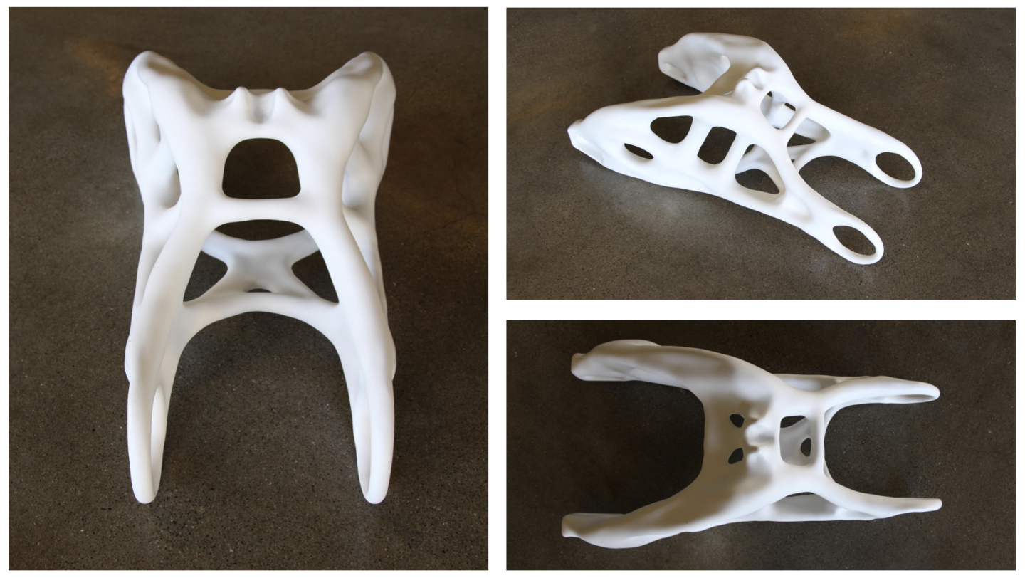 The generative design software ended up with a peculiar, bony looking object that would look more at home in a dinosaur museum than the back of a motorbike