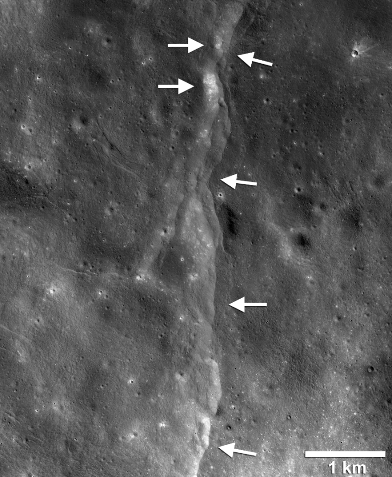 LRO image displaying a prominent thrust fault