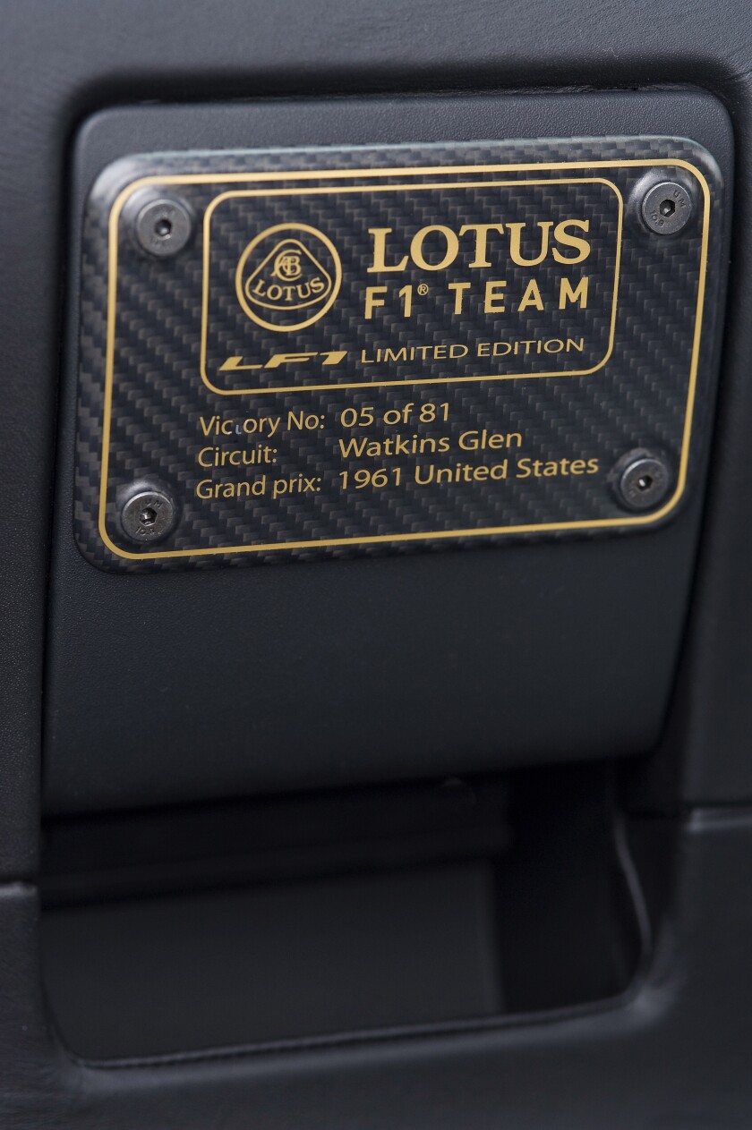 Each LF1's plaque highlights not only its production number, but also the Lotus victory with which it corresponds
