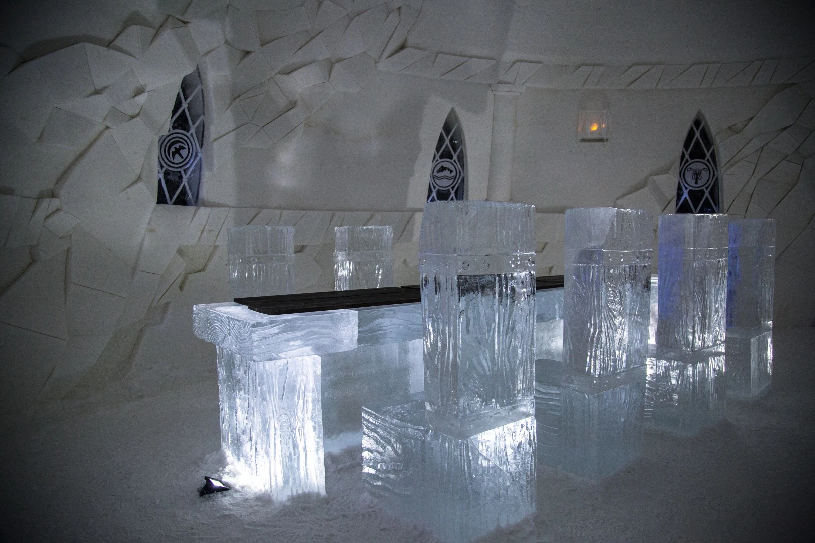 The SnowVillage's ice blocks are harvested in March then kept in containers over summer to be used in November