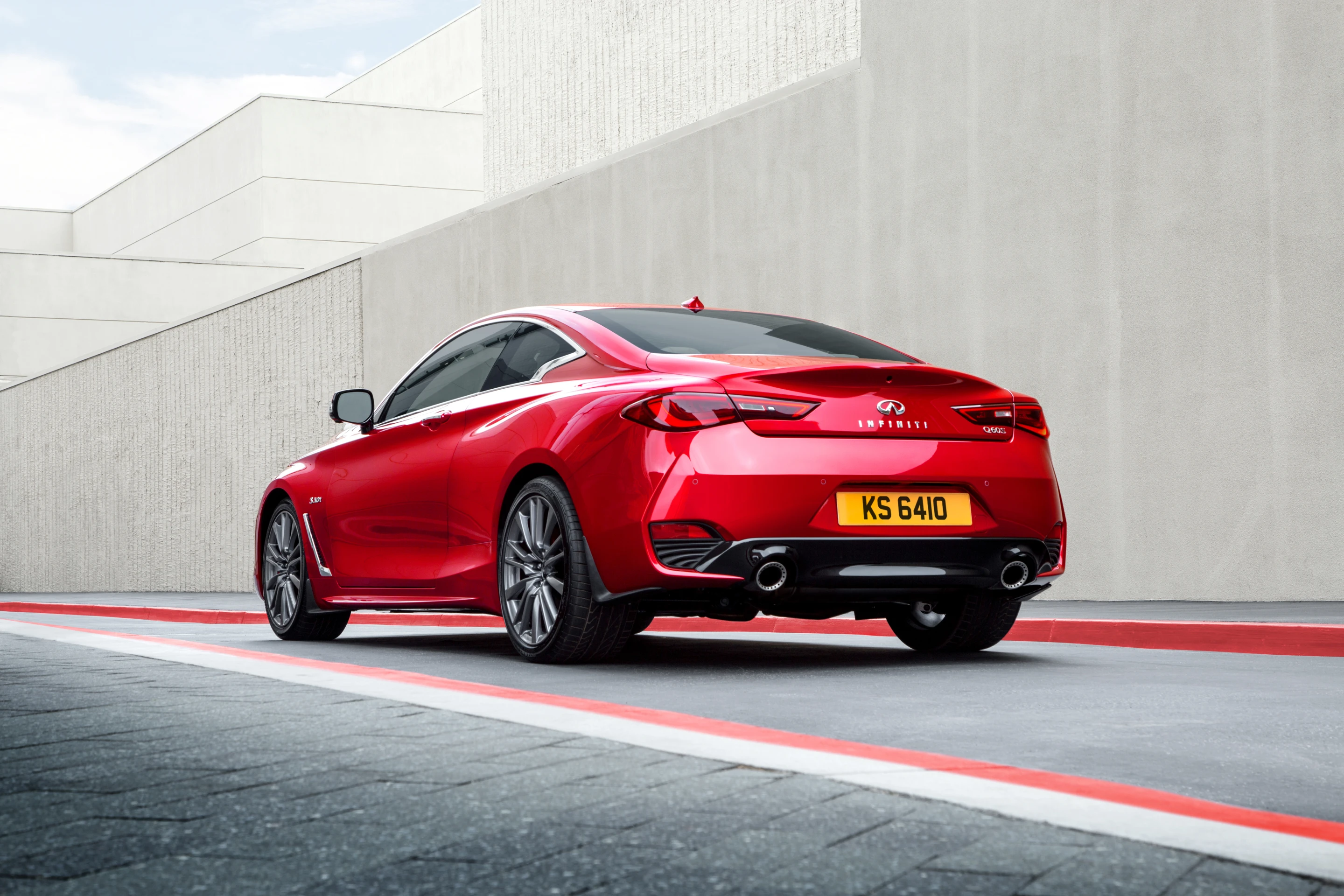 By far the most compelling aspect of the new Infiniti Q60 is its Red Sport 400 package with the twin-turbocharged V6 and the exclusive rear exhaust tips seen here