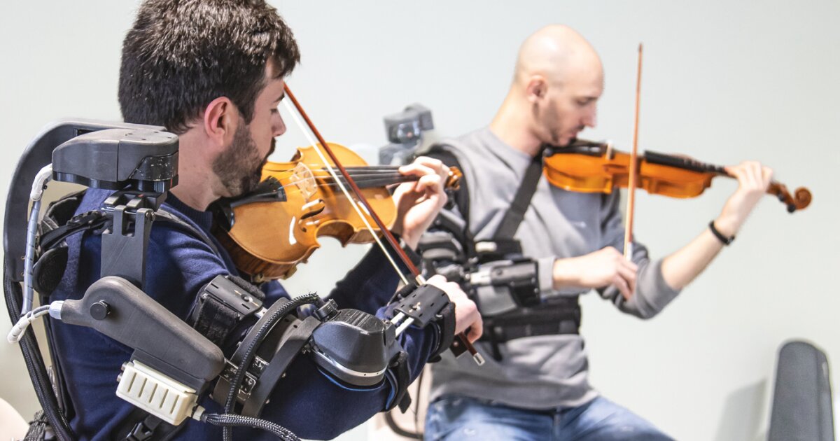 Motion-capture exoskeletons let violinists feel each others’ subtlest moves